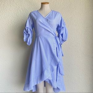 Shein Wrap Dress Large Stripes Blue
